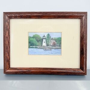 Concord Point Lighthouse Professionally Framed‎ Artwork Small Size Vintage